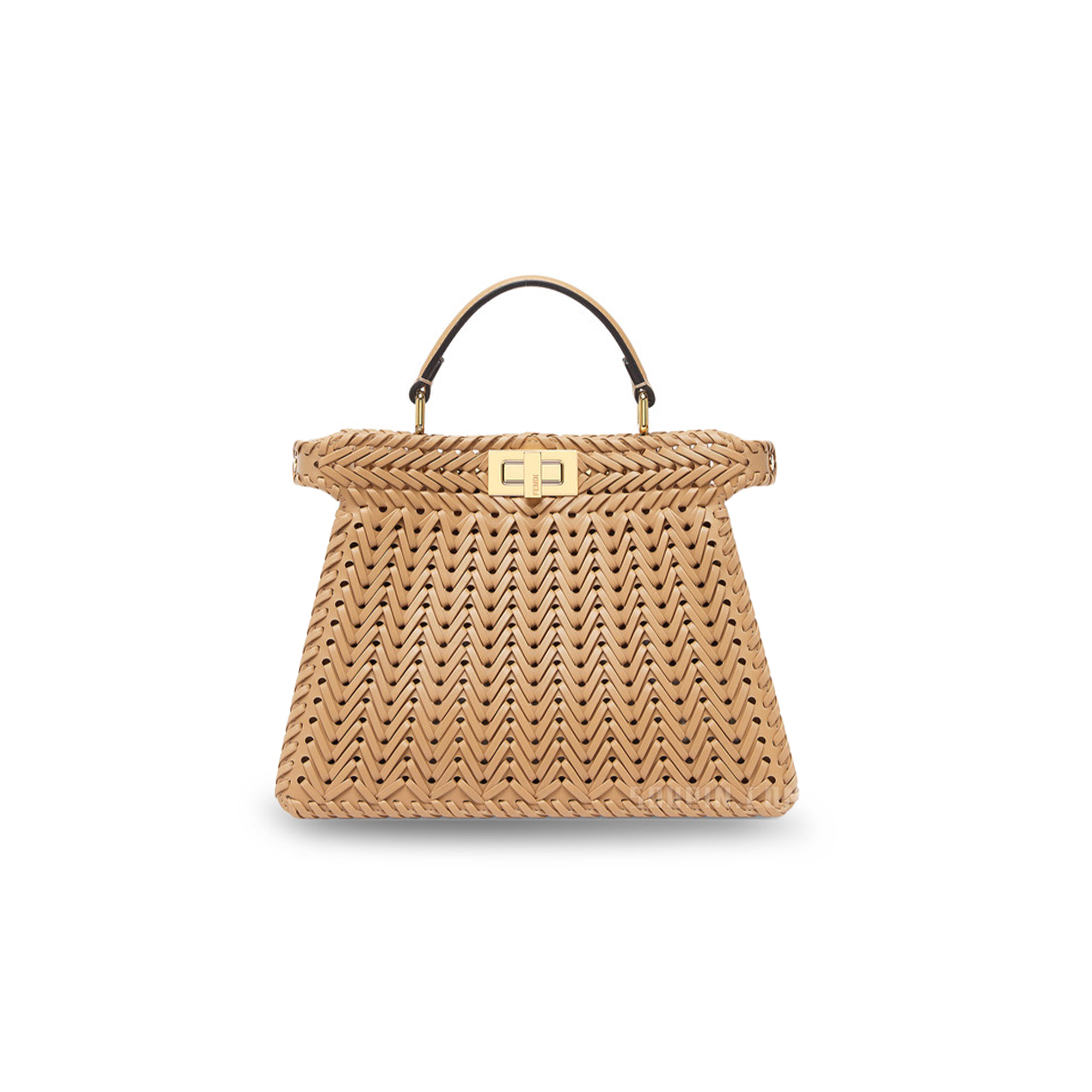 FENDI PEEKABOO ISEEU BROWN BRAIDED LEATHER BAG 8BN327ANX8F1C6L (33*25*13cm)